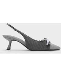 Charles & Keith - Striped Knot-Bow Pointed Slingback Pumps - Lyst
