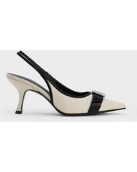 Charles & Keith - Anita Linen Buckled Pointed-toe Slingback Pumps - Lyst