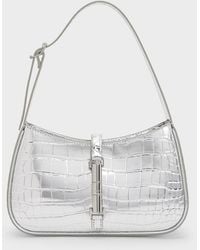 Charles & Keith - Cesia Croc-Effect Metallic-Accent Shoulder Bag - Lyst
