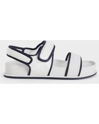 Charles & Keith - Mesh Contrast-Trim Double-Strap Slingback Sandals - Lyst