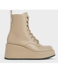 Charles & Keith - Lace-up Platform Wedge Ankle Boots - Lyst