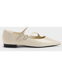 Charles & Keith - Patent Crystal-Buckle Double-Strap Mary Janes - Lyst