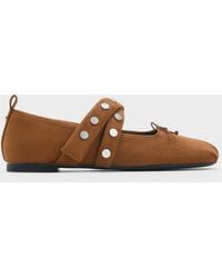 Charles & Keith - Gael Faux Suede Studded Crossover-Strap Bow Mary Janes - Lyst