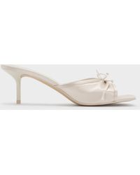 Charles & Keith - Satin Ruched Bow Heeled Mules - Lyst