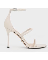 Charles & Keith - Patent Leather Triple Strap Heeled Sandals - Lyst