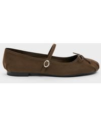 Charles & Keith - Emiko Faux Suede Bow Mary Jane Flats - Lyst