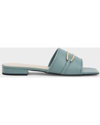 Charles & Keith Metallic Accent Square-toe Slide Sandals - Multicolour