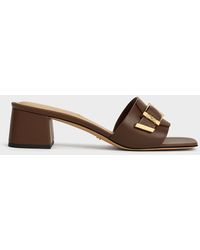 Charles & Keith - Whitney Leather Buckled Block-Heel Mules - Lyst