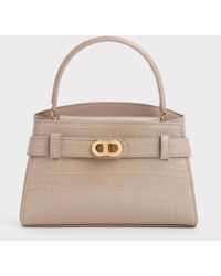 Charles & Keith - Aubrielle Croc-Effect Belted Top Handle Bag - Lyst