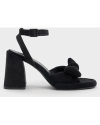 Charles & Keith - Loey Textured Bow Ankle-strap Sandals - Lyst