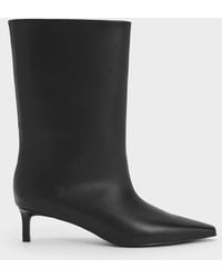 Charles & Keith - Tapered Kitten-Heel Calf Boots - Lyst