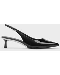 Charles & Keith - Curtis Patent Pointed-toe Kitten-heel Slingback Pumps - Lyst
