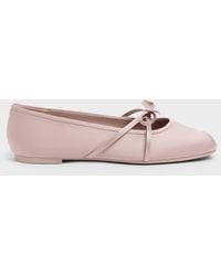 Charles & Keith - Satin Bow Ballet Flats - Lyst