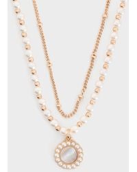 Charles & Keith - Pearl & Gemstone Double-Chain Necklace - Lyst