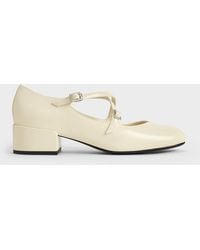Charles & Keith - Patent Crossover-strap Block-heel Mary Janes - Lyst