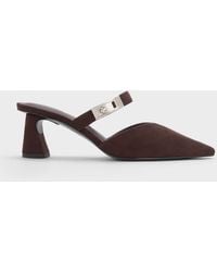 Charles & Keith - Lando Faux Suede Heeled Mules - Lyst