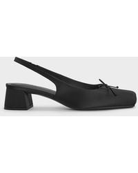 Charles & Keith - Sadira Satin Bow Square-Toe Slingback Pumps - Lyst