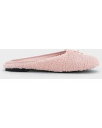 Charles & Keith - Nancy Faux Shearling Bow Ballet Mules - Lyst