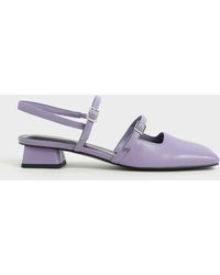 Charles & Keith Square Toe Mary Janes - Purple