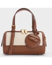 Charles & Keith - Enola Canvas Two-Tone Bowling Bag - Lyst