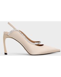 Charles & Keith - Recycled Polyester Crystal-Embellished Pointed-Toe Slingback Pumps - Lyst