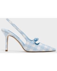 Charles & Keith - Venetia Gingham Bow Pointed Slingback Pumps - Lyst