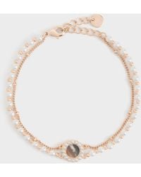 Charles & Keith - Pearl & Gemstone Double-Chain Bracelet - Lyst