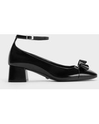 Charles & Keith - Leather Bow Ankle-strap Pumps - Lyst