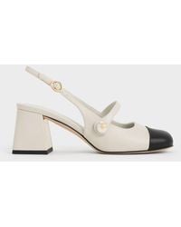 Charles & Keith - Pearl Embellished Trapeze-heel Slingback Pumps - Lyst