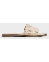 Charles & Keith - Raffia Woven Slide Sandals - Lyst