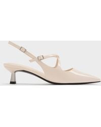 Charles & Keith - Pauline Patent Crossover Kitten Heels - Lyst