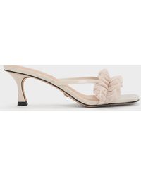 Charles & Keith - Recycled Polyester Ruffled Mesh Heeled Mules - Lyst