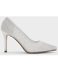 Charles & Keith - Mesh Crystal-embellished Pointed-toe Pumps - Lyst
