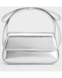 Charles & Keith - Leather Metallic Bow Top-handle Bag - Lyst