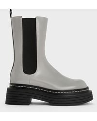 Charles & Keith - Stitch-Trim Platform Mid-Calf Chelsea Boots - Lyst