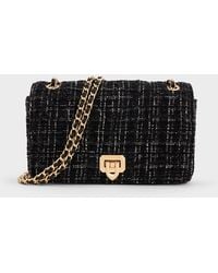 Charles & Keith - Arwen Tweed Diamond-Quilt Braided-Strap Shoulder Bag - Lyst