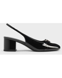 Charles & Keith - Dorian Patent Bow Block-Heel Slingback Pumps - Lyst