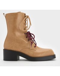 Charles & Keith - Logan Double-Lace Calf Boots - Lyst