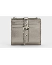 Charles & Keith - Blaise Metallic Grommet-Belt Top-Zip Small Wallet - Lyst