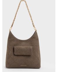 Charles & Keith - Duo Quilted Front-Pocket Chain Hobo Bag - Lyst