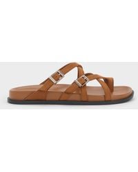 Charles & Keith - Faux Suede Crossover Toe-ring Sandals - Lyst