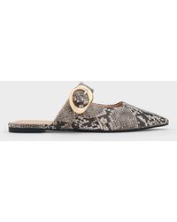 Charles & Keith - Snake-print Buckle-strap Flat Mules - Lyst