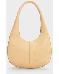 Charles & Keith - Anthea Contrast-trim Curved Hobo Bag - Lyst