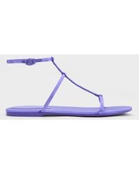 Charles & Keith - Recycled Polyester T-bar Ankle-strap Sandals - Lyst