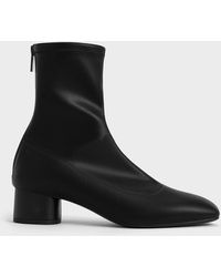 Charles & Keith - Stitch-Trim Heeled Ankle Boots - Lyst