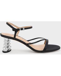 Charles & Keith - Embellished Heel Recycled Polyester Sandals - Lyst