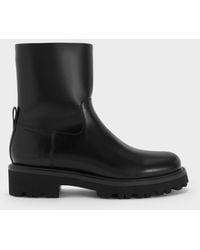 Charles & Keith - Devan Side-Zip Ridged-Sole Calf Boots - Lyst