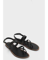 Charles & Keith Denim Puffy Strap Thong Sandals in Black - Lyst