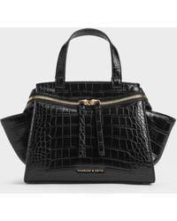 Charles & Keith - Pansy Trapeze Croc-Effect Top Handle Bag - Lyst