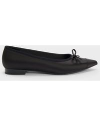 Charles & Keith - Briella Satin Cap-toe Flats - Lyst
